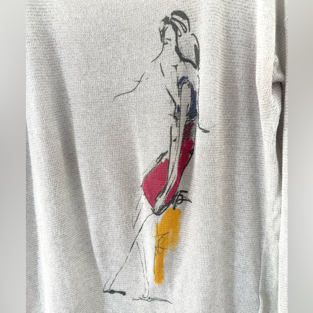 Abercrombie & Fitch Women Top Shirt Heather Gray Artistic Long Sleeve Tee Size L - Picture 3 of 16